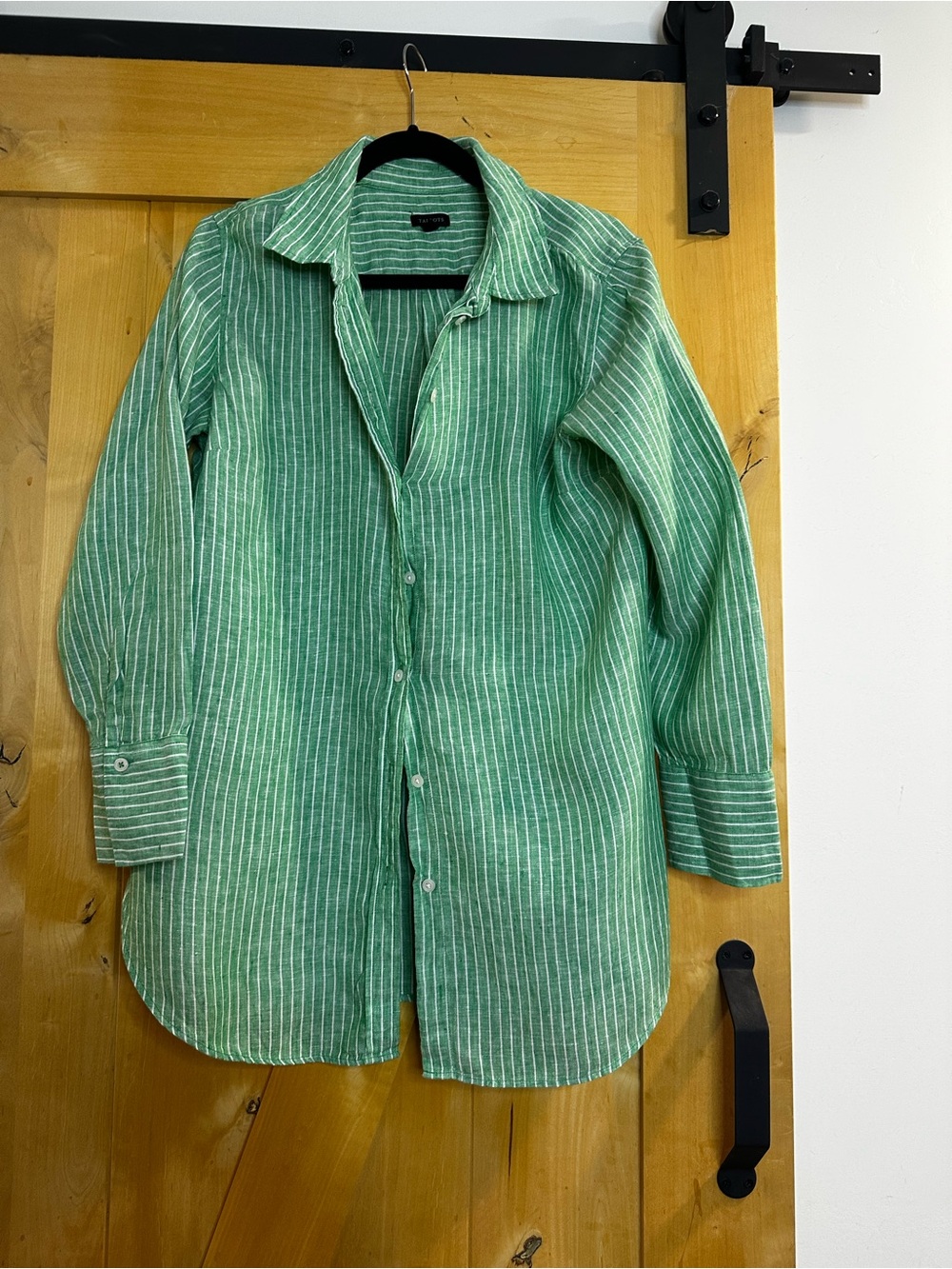 Talbots Green Striped Lightweight Shirt Jacket